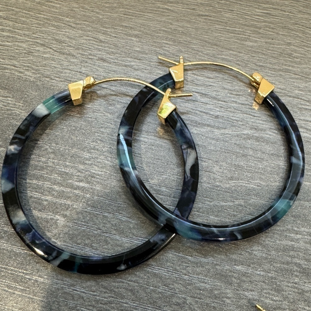 2 Set - Hoop Earrings - Clear & Blue - Picture 3 of 3